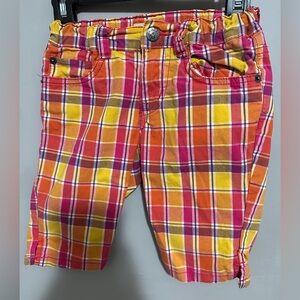 Plaid Kids Shorts - Multicolor Girls Size 6X/7
